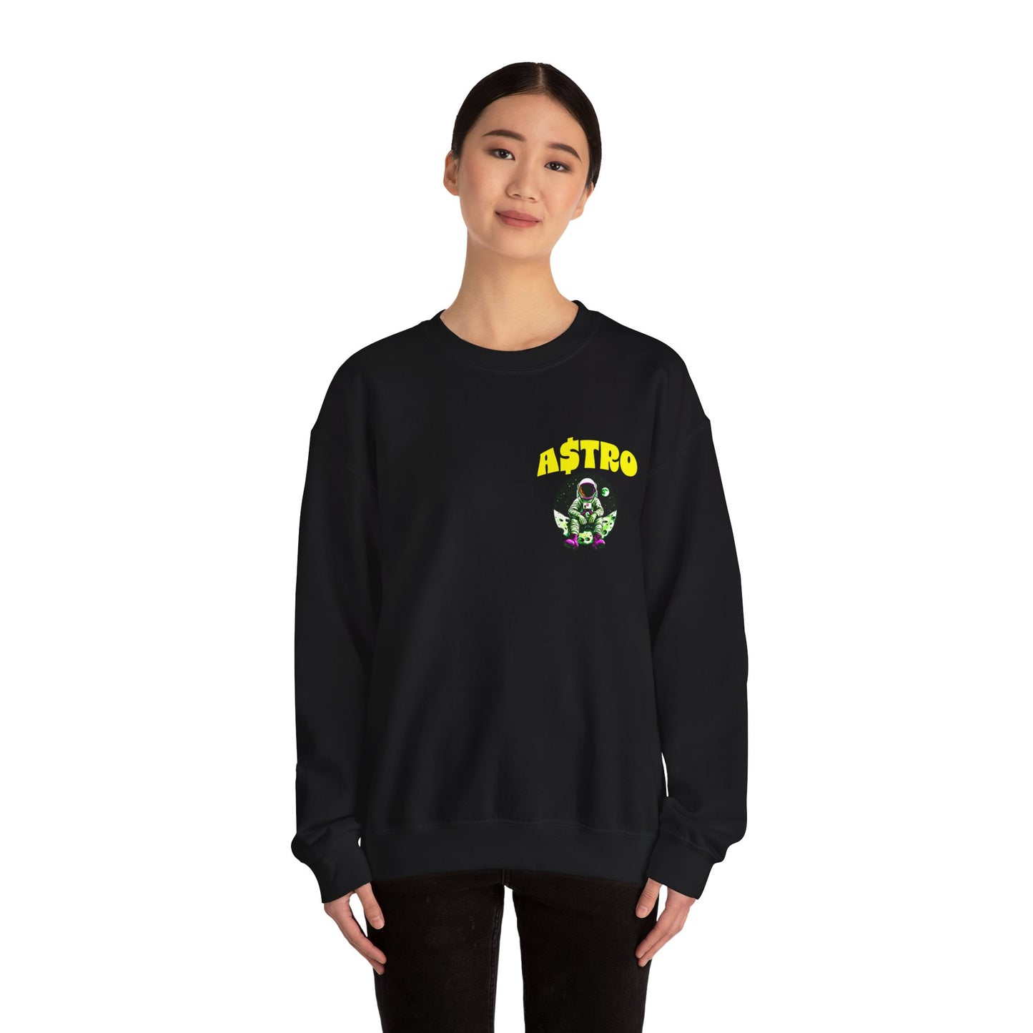 A$TRO Crewneck Sweatshirt Black (Yellow Logo)